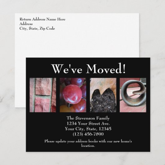 Alfabet Collage, HOME Letter Woord Kunst Bewegen Aankondigingskaart (Voorkant / Achterkant)