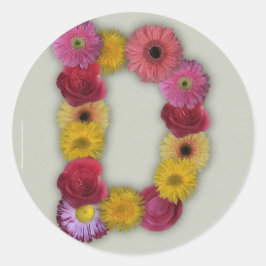 Alfabet D in bloemen Ronde Sticker