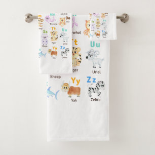 Alfabet Dier ABC Leuke dieren Bad Handdoek