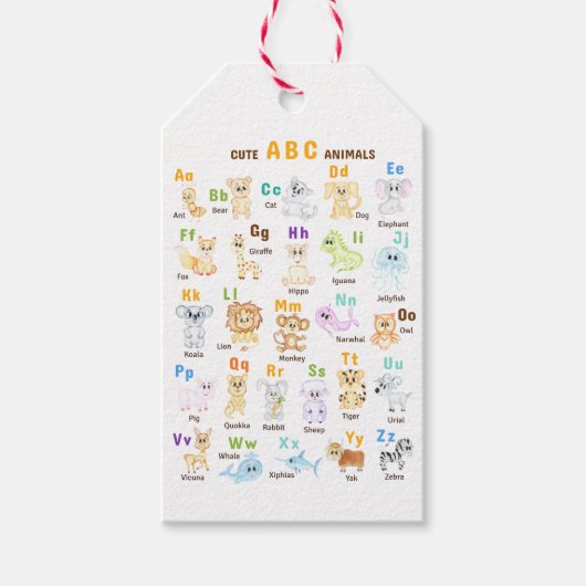 Alfabet Dier ABC Leuke dieren Cadeaulabel (Voorkant)