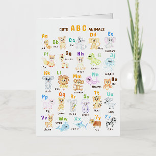 Alfabet Dier ABC Leuke dieren Folie Wenskaart