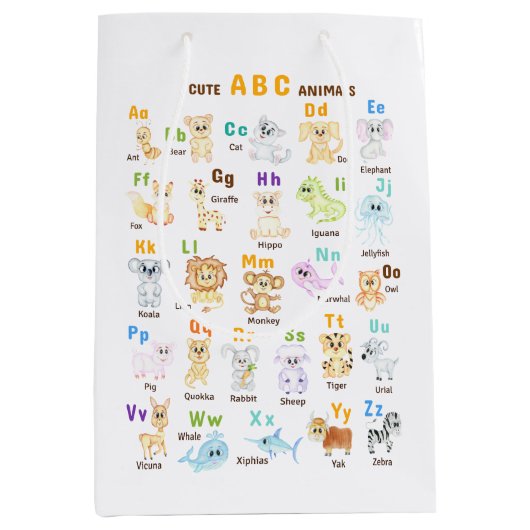 Alfabet Dier ABC Leuke dieren Medium Cadeauzakje (Voorkant)