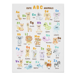 Alfabet Dier ABC Leuke dieren Perfect Poster