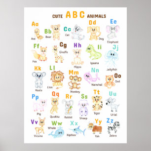 Alfabet Dier ABC Leuke dieren Poster
