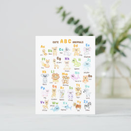 Alfabet Dier ABC Leuke dieren Uitnodiging Briefkaart