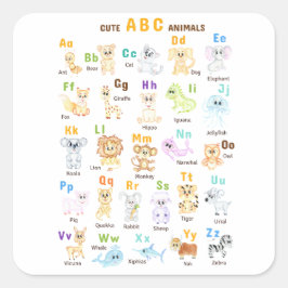 Alfabet Dier ABC Leuke dieren Vierkante Sticker
