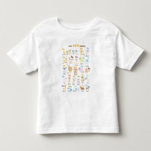 Alfabet Dier ABC Schattige dieren Kinder Shirts (Voorkant)