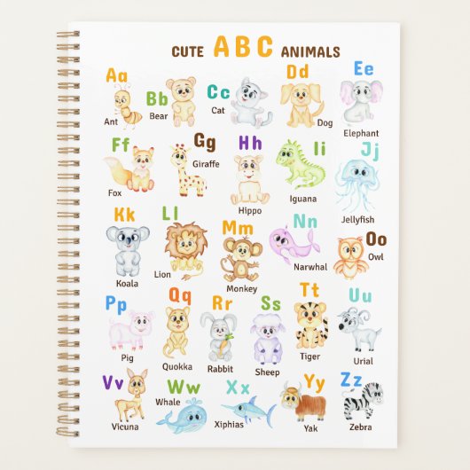 Alfabet Dier ABC Schattige dieren Planner (Voorkant)