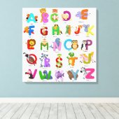 Alfabet Dier Clipart Kind Leren Canvas Afdruk (Insitu (Houten vloer))