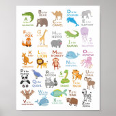 Alfabet Dierenposter A - Z Kinderen Educatief Poster (Voorkant)