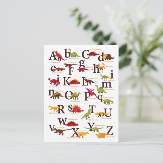 alfabet-dinosauriërs feestdagenkaart (Staand voorkant)
