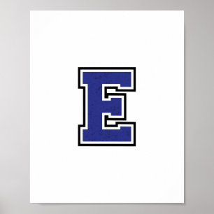 Alfabet E in blauwe kleur Poster