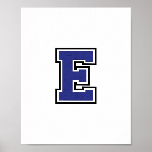 Alfabet E in blauwe kleur Poster (Voorkant)