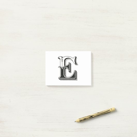alfabet e, letter e, monogram e, letters e post-it® notes (Op bureau)
