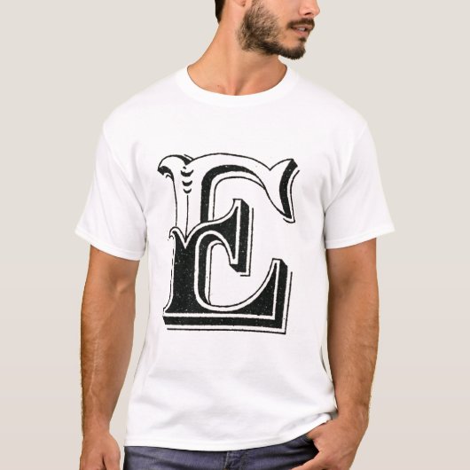 alfabet e, letter e, monogram e, letters e t-shirt (Voorkant)