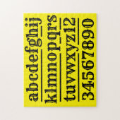 Alfabet en getallen design legpuzzel (Verticaal)