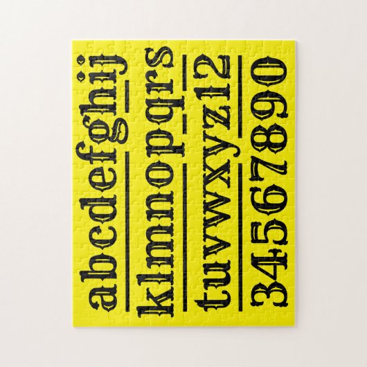 Alfabet en getallen design legpuzzel (Verticaal)
