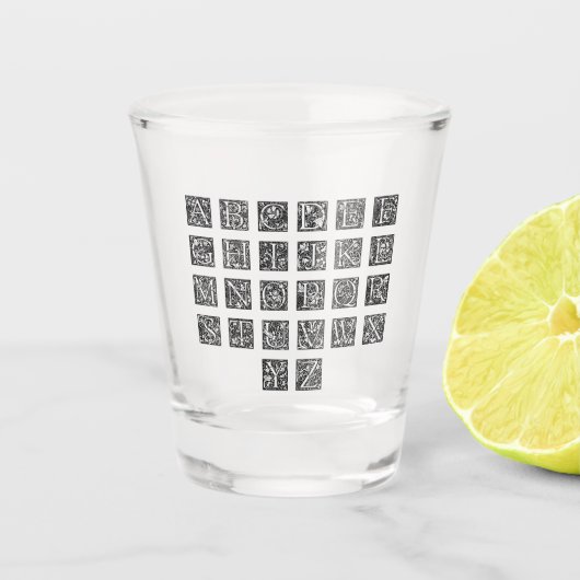alfabet Engels lettertype Shot Glas (Voorkant)