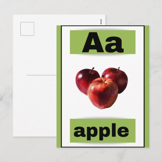 Alfabet Flash-kaart (met echt afbeelding) Feestdagenkaart (Voorkant / Achterkant)