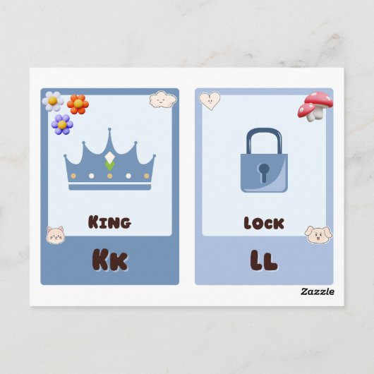 Alfabet Flashcards ,ABC Educatieve Kaarten I, H, K (Achterkant)