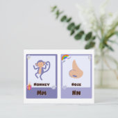 Alfabet Flashcards ,ABC Educatieve Kaarten M, N, O (Staand voorkant)