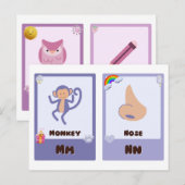 Alfabet Flashcards ,ABC Educatieve Kaarten M, N, O (Voorkant / Achterkant)