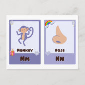 Alfabet Flashcards ,ABC Educatieve Kaarten M, N, O (Voorkant)