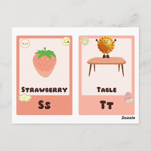 Alfabet Flashcards ,ABC Educatieve Kaarten Q, R, S (Achterkant)