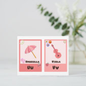 Alfabet Flashcards ,ABC Educatieve Kaarten U, V, W (Staand voorkant)