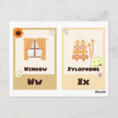 Alfabet Flashcards ,ABC Educatieve Kaarten U, V, W (Achterkant)