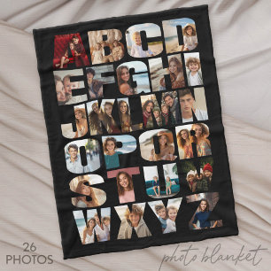 Alfabet Fotocollage - Moeilijk Niveau Fleece Deken