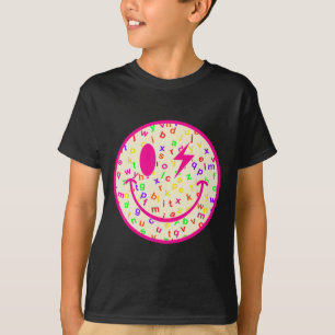 Alfabet Gelukkig Gezicht Terug naar School Leraar  T-shirt