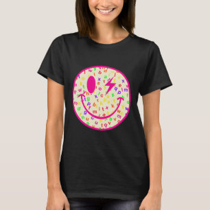 Alfabet Gelukkig Gezicht Terug naar School Leraar T-shirt