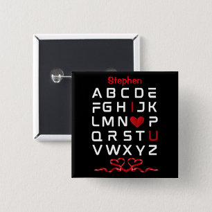Alfabet Grafiek I Love You Vierkante Button 5,1 Cm