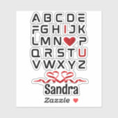 Alfabet grafiek Ik hou van je custom-cut vinyl Sti Sticker (Vel)