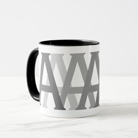 Alfabet Grey Letter Pattern Monogrammed Mok (Voorkant links)