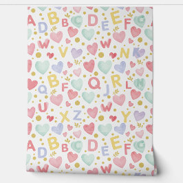 Alfabet Harten & Pastels Behang