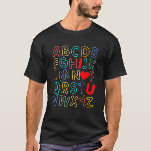 Alfabet Ik Hou Van Jou ABC Grappige Valentijnsdag T-shirt