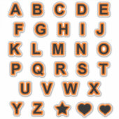 Alfabet in Oranje en zwarte tekstletters Sticker (Voorkant)