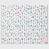 Alfabet in rood blauw wit cadeaupapier (Vlak)