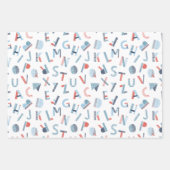Alfabet in rood blauw wit inpakpapier vel (Voorkant)