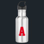 Alfabet-initiaal aanpassen, personaliseren waterfles<br><div class="desc">Pas, personaliseer Alphabet initiaal letter RVS waterfles rood initiaal letter</div>