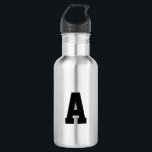 Alfabet-initiaal aanpassen, personaliseren waterfles<br><div class="desc">Pas, personaliseer Alphabet initiaal letter RVS waterfles zwart aan</div>
