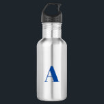 Alfabet-initiaal aanpassen, personaliseren waterfles<br><div class="desc">Pas, personaliseer Alphabet initiaal letter roestvrijstalen waterfles blauwe letter</div>