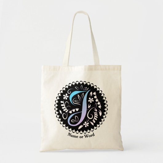 Alfabet J Monogram Handschrift Tote Bag (Voorkant)