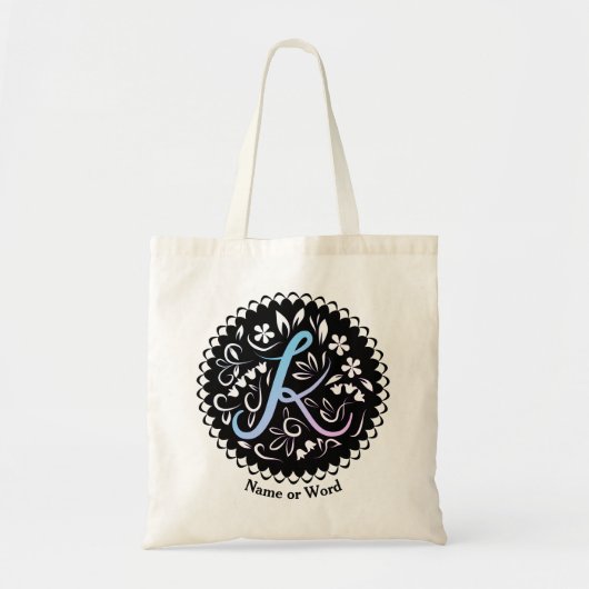 Alfabet K Monogram Handschrift Tote Bag (Voorkant)