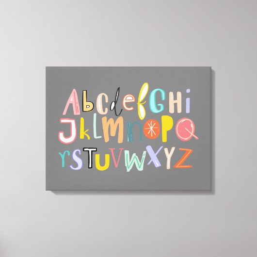 Alfabet kinder coole typografie canvas afdruk (Voorkant)