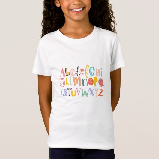Alfabet kinder coole typografie t-shirt (Voorkant)