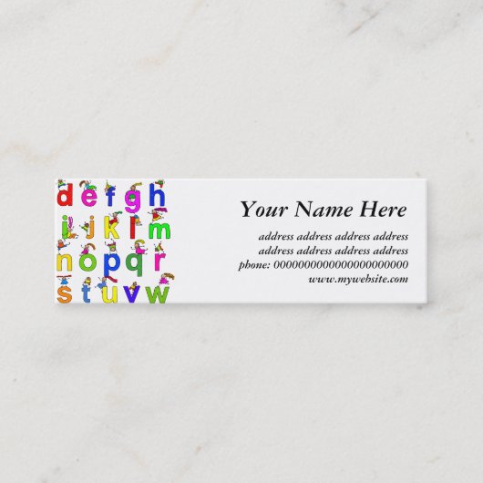 Alfabet Kinderen Mini Visitekaartje (Voorkant)