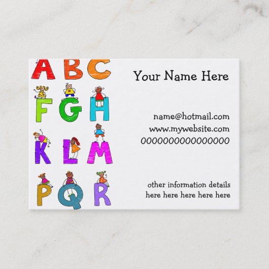 Alfabet Kinderen Visitekaartje (Voorkant)